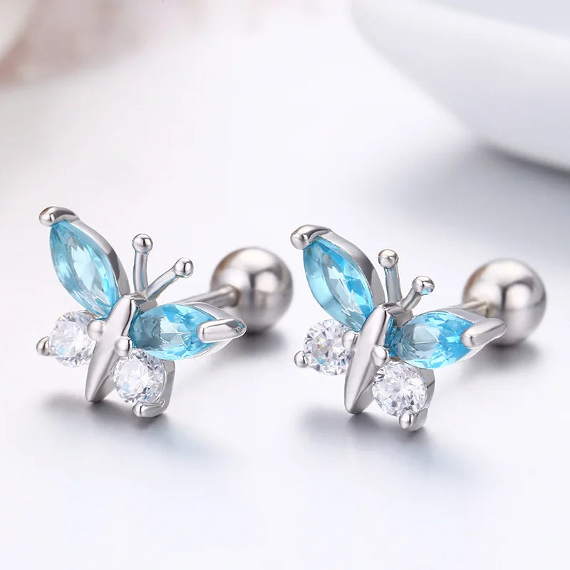Boucles d’oreilles papillon en argent sterling 925