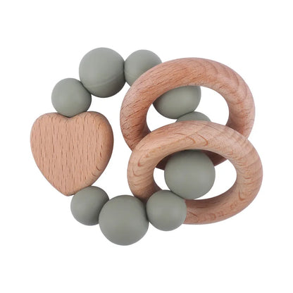 Hochet Montessori en bois pour bébés - Coeur