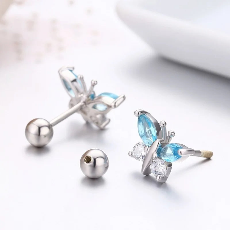 Boucles d’oreilles papillon en argent sterling 925