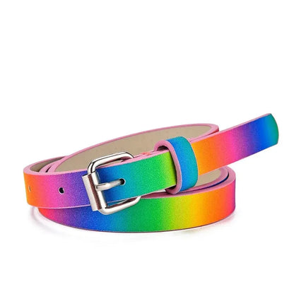 Ceinture en cuir à boucle carrée colorée