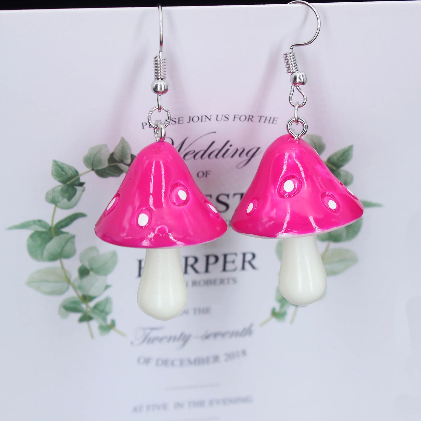 Boucle d’oreilles pendante en forme de champignon