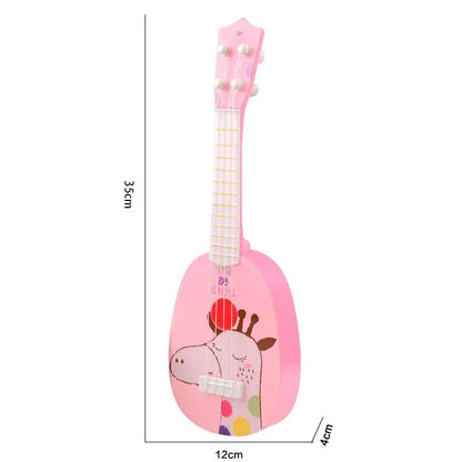 Mini guitare à 4 cordes motif dessin animé