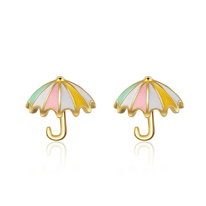 Boucles d’oreilles parapluie doré pour petite fille