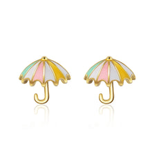 Boucles d’oreilles parapluie doré pour petite fille