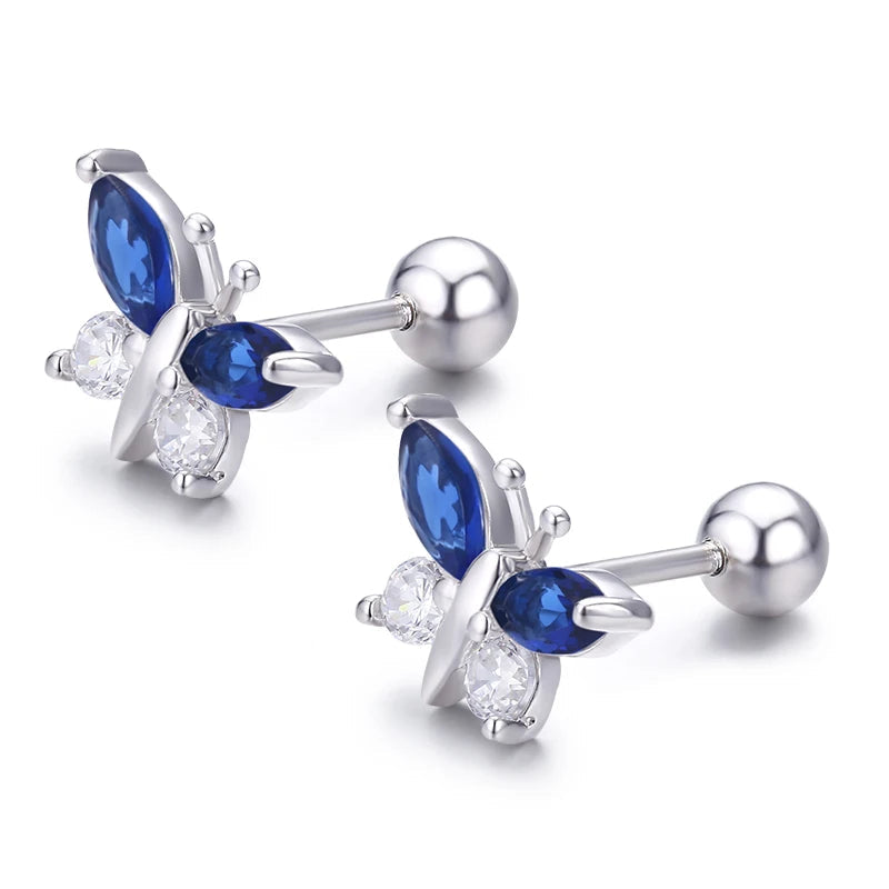 Boucles d’oreilles papillon en argent sterling 925
