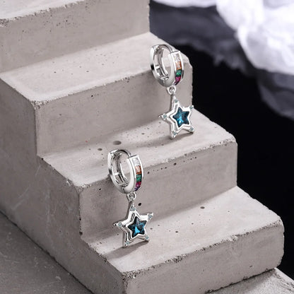 Boucle d’oreilles à motif étoile bleu cristal et strass