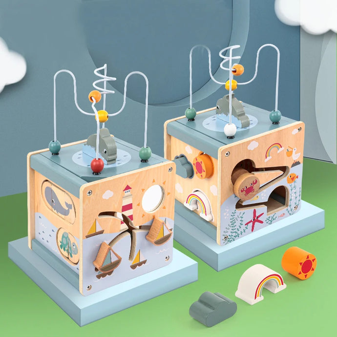 Cube d'activité Montessori en bois - Océan