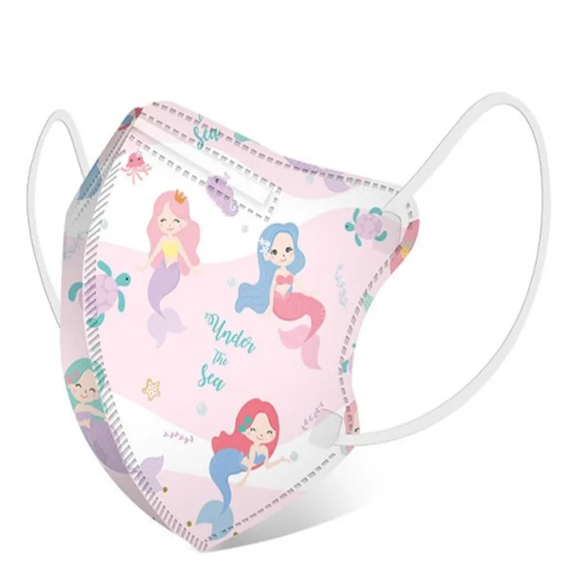 Masque en coton à motif sirène pour fille lot de 10 - filtre à 4 couches
