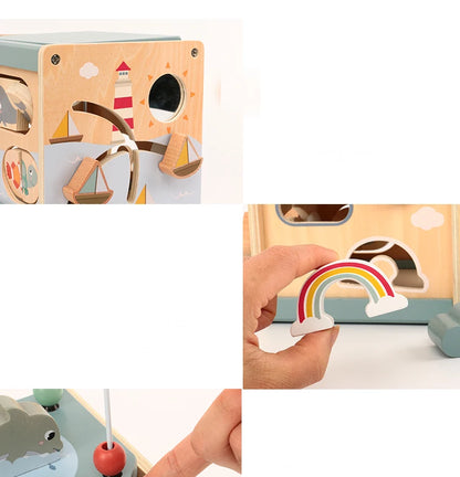 Cube d'activité Montessori en bois - Océan
