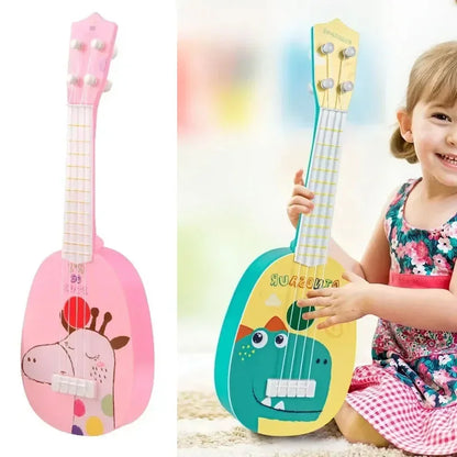 Mini guitare à 4 cordes motif dessin animé