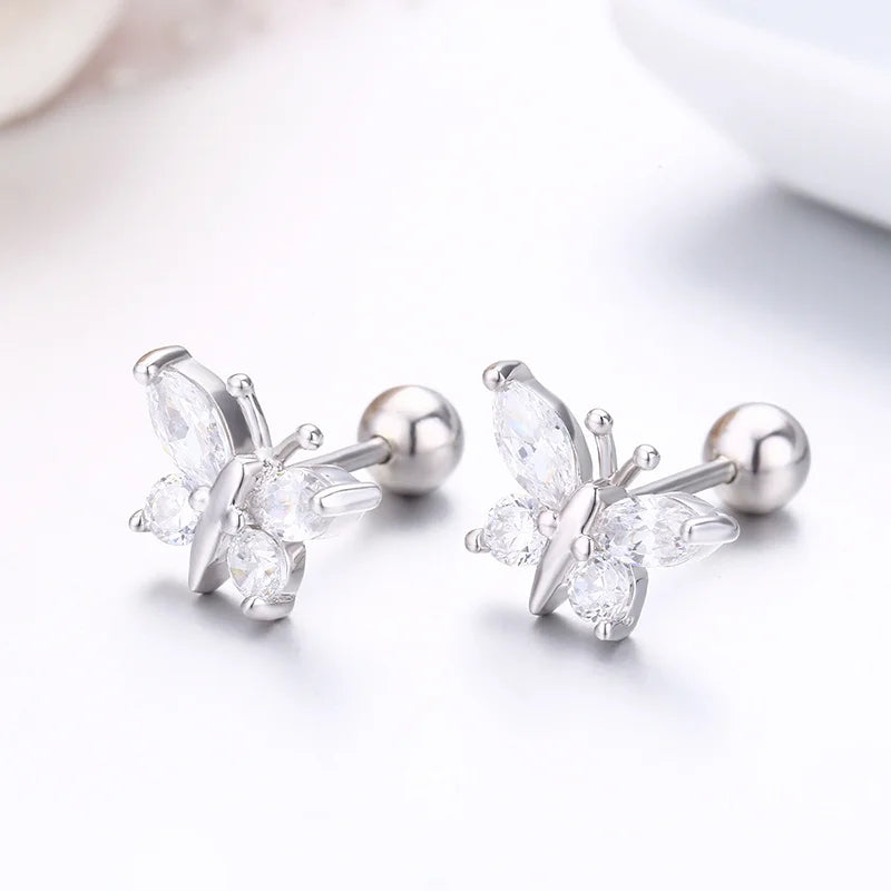 Boucles d’oreilles papillon en argent sterling 925