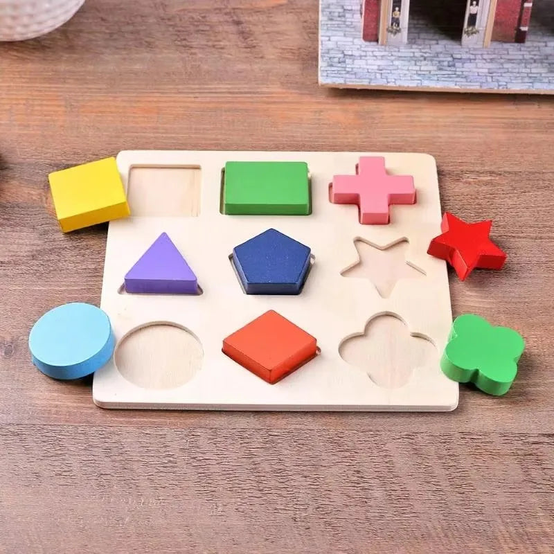 Puzzle en bois en forme géométrique