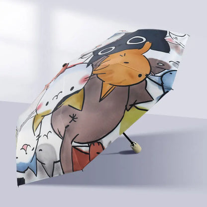 Parapluie enfant trois plis à motif chat