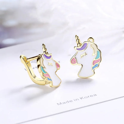 Clou d’oreille en forme de licorne pour fille