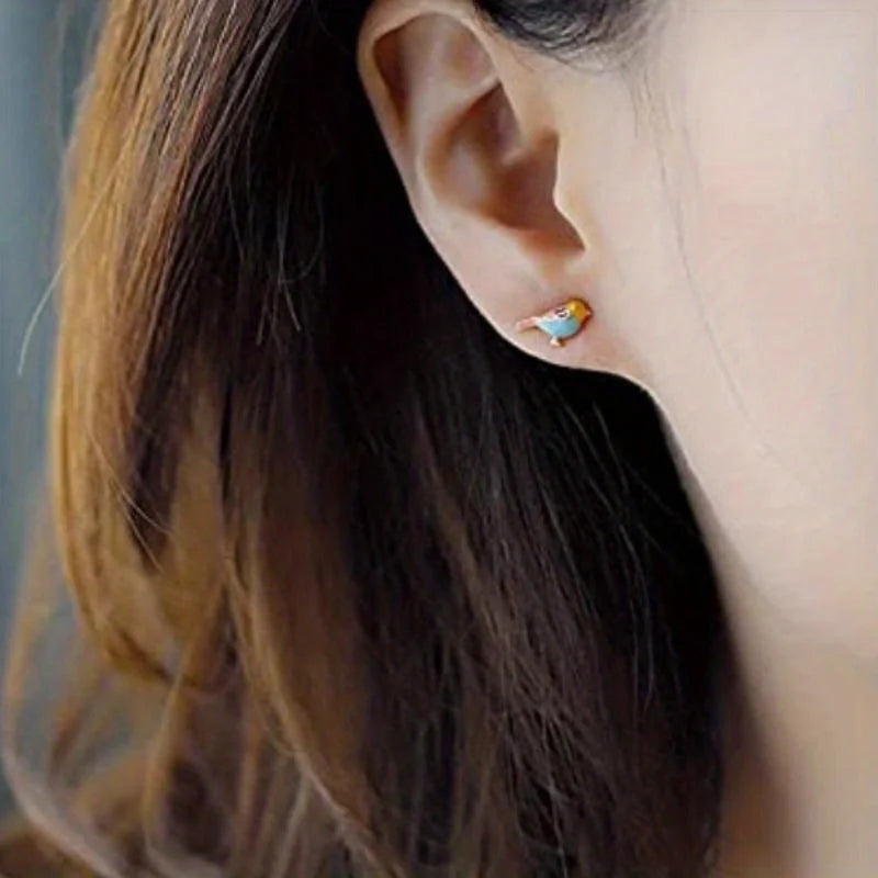 Boucles d’oreilles petit oiseau bleu pour fillette