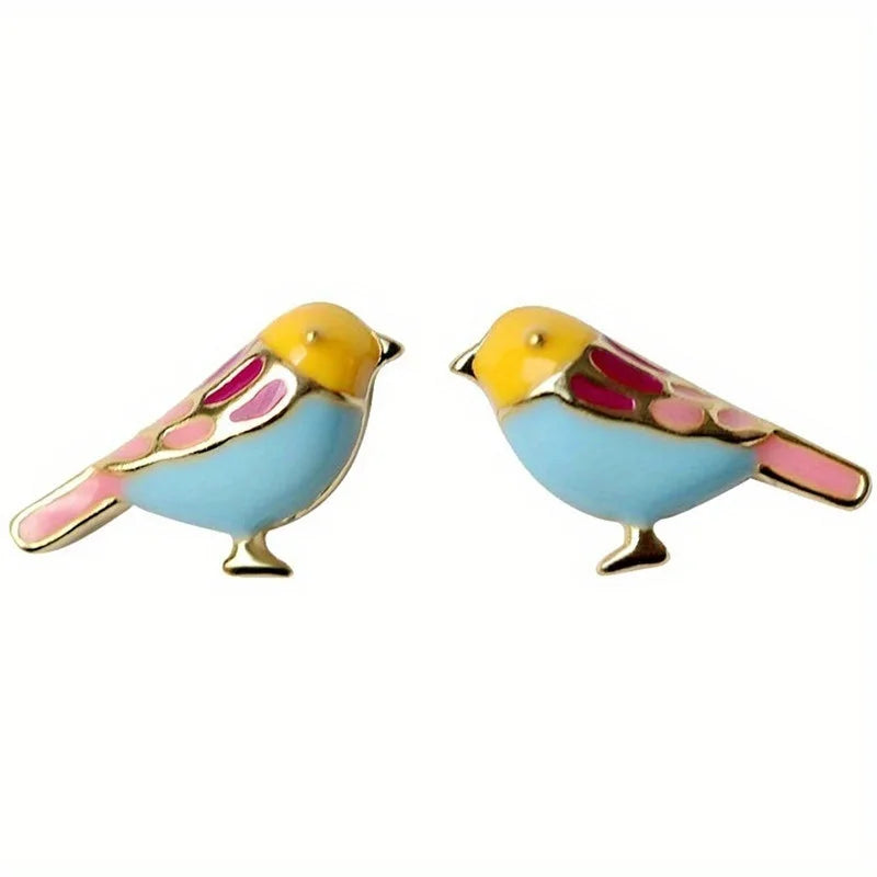 Boucles d’oreilles petit oiseau bleu pour fillette