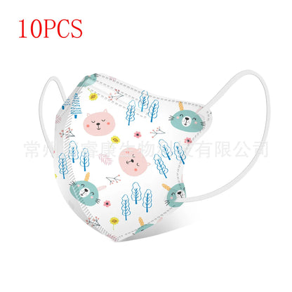 Masque en coton à motif animal pour enfant lot de 10 - filtre à 4 couches