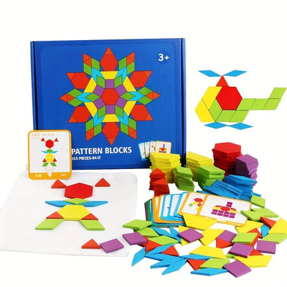 Jeux Montessori Puzzle en bois pour apprendre les formes pour enfants 155pcs