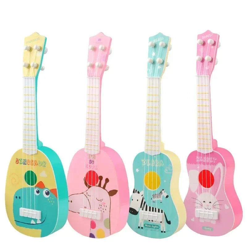 Mini guitare à 4 cordes motif dessin animé