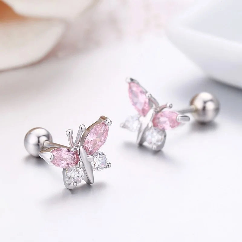 Boucles d’oreilles papillon en argent sterling 925