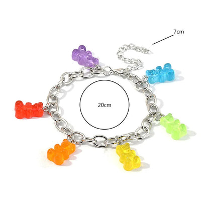Bracelet enfant avec pendentif ourson multicolore