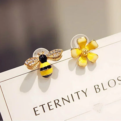 Boucles d’oreilles en forme d’abeille et fleur pour fille