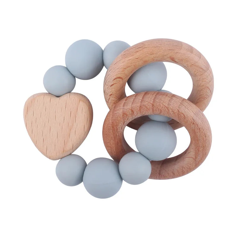 Hochet Montessori en bois pour bébés - Coeur
