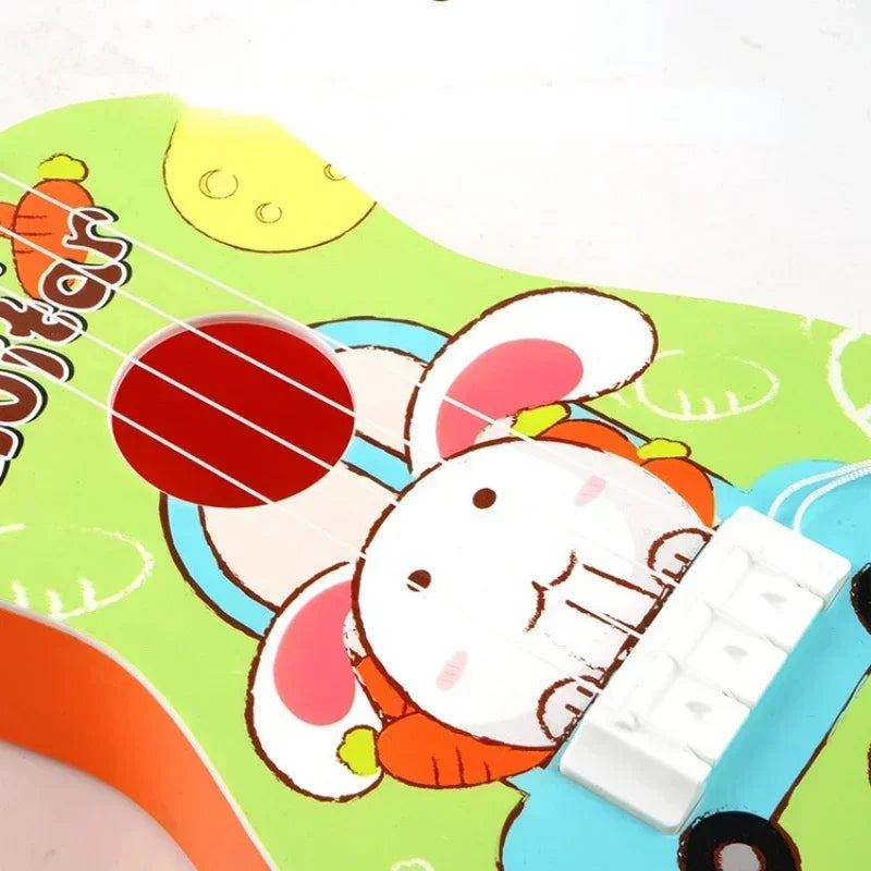 Mini guitare à 4 cordes motif dessin animé