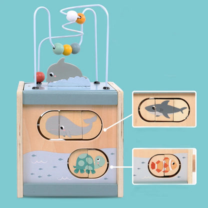 Cube d'activité Montessori en bois - Océan