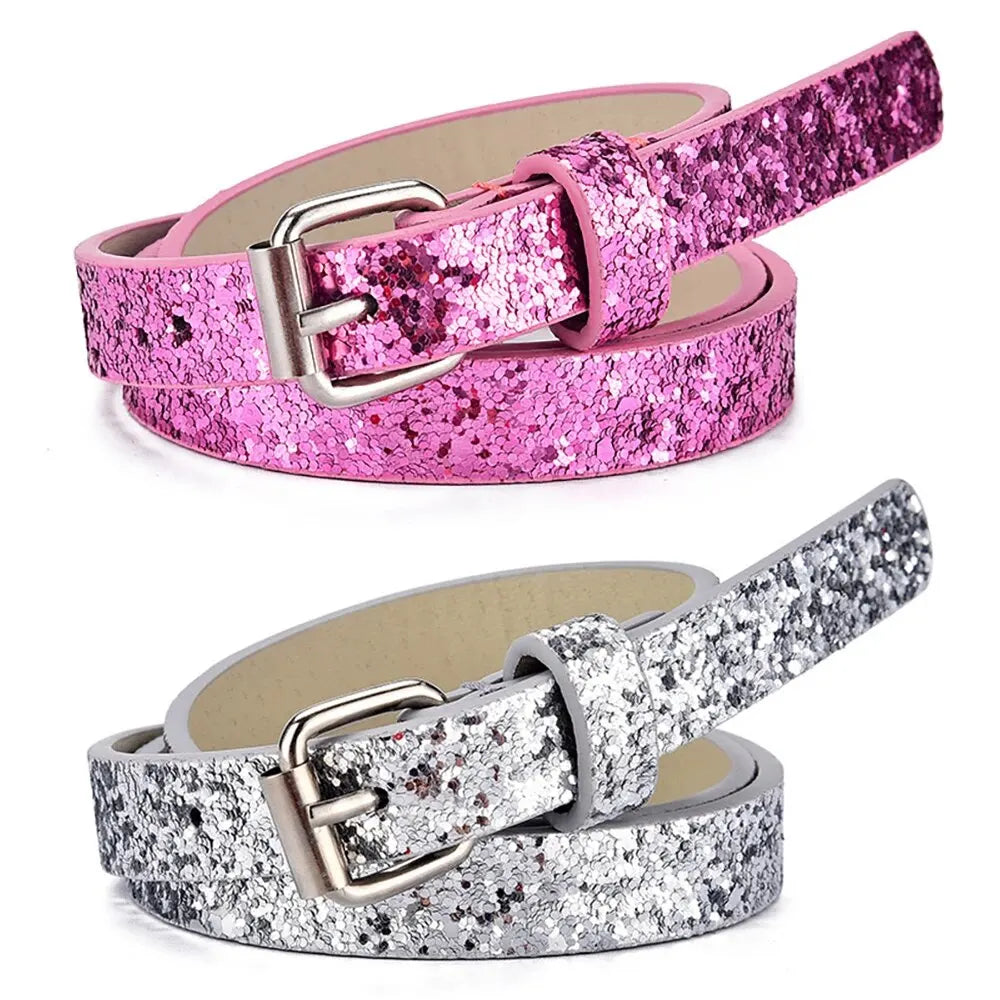 Ceinture en cuir à paillettes pour enfants