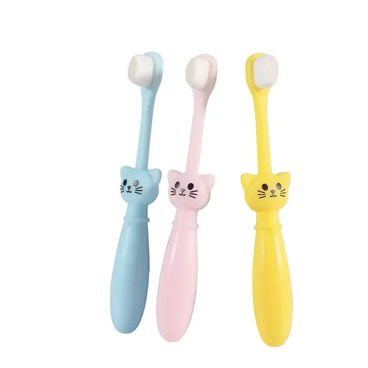 Brosse à dents chat colorée à poils souples pour bébé