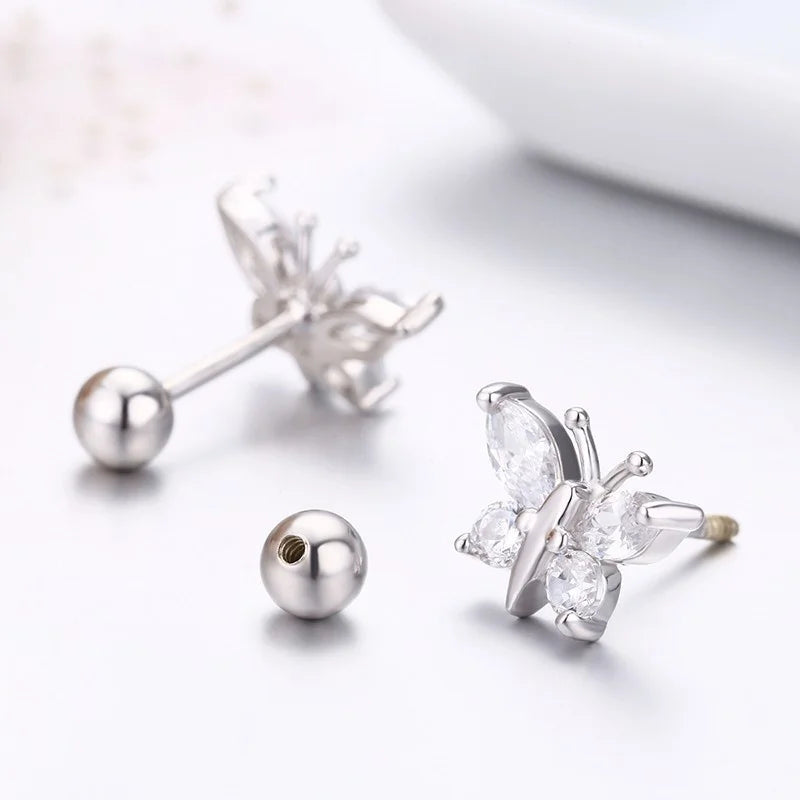 Boucles d’oreilles papillon en argent sterling 925