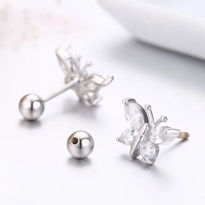 Boucles d’oreilles papillon en argent sterling 925