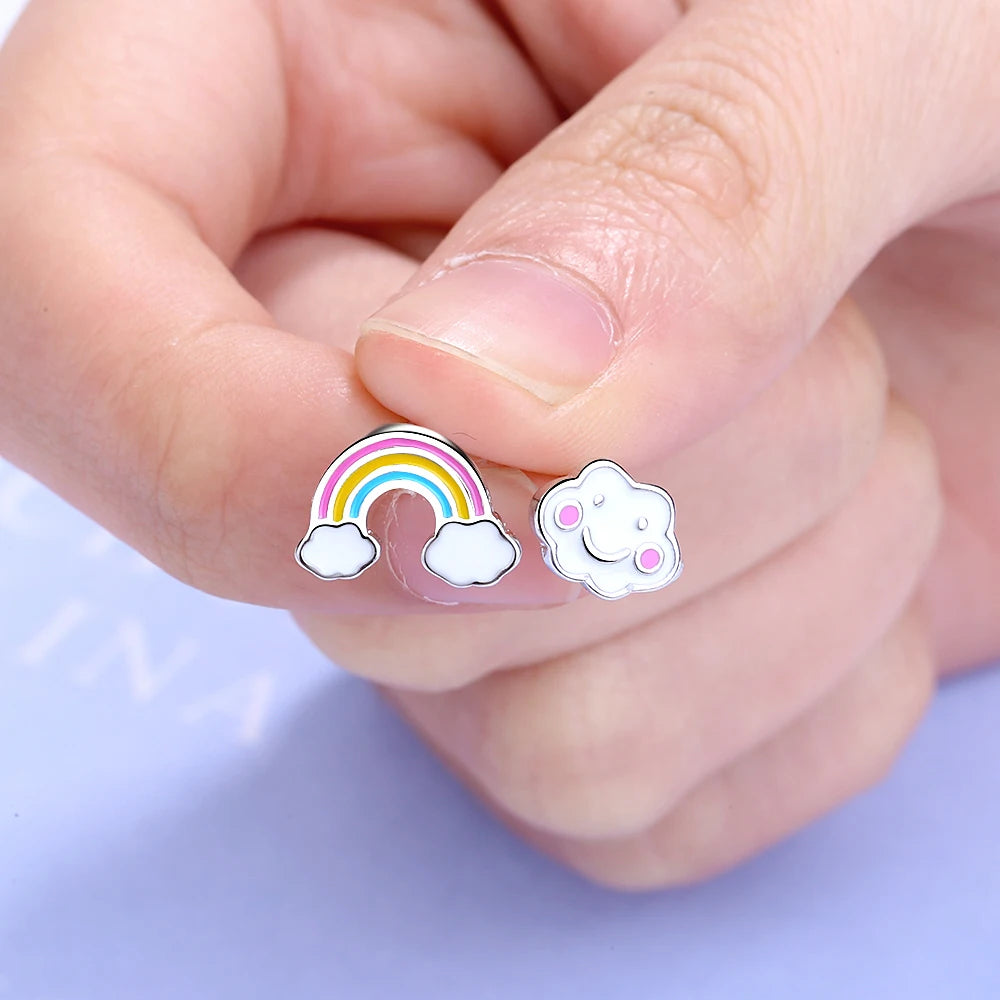 Boucles d’oreilles nuage et arc en ciel pour enfant