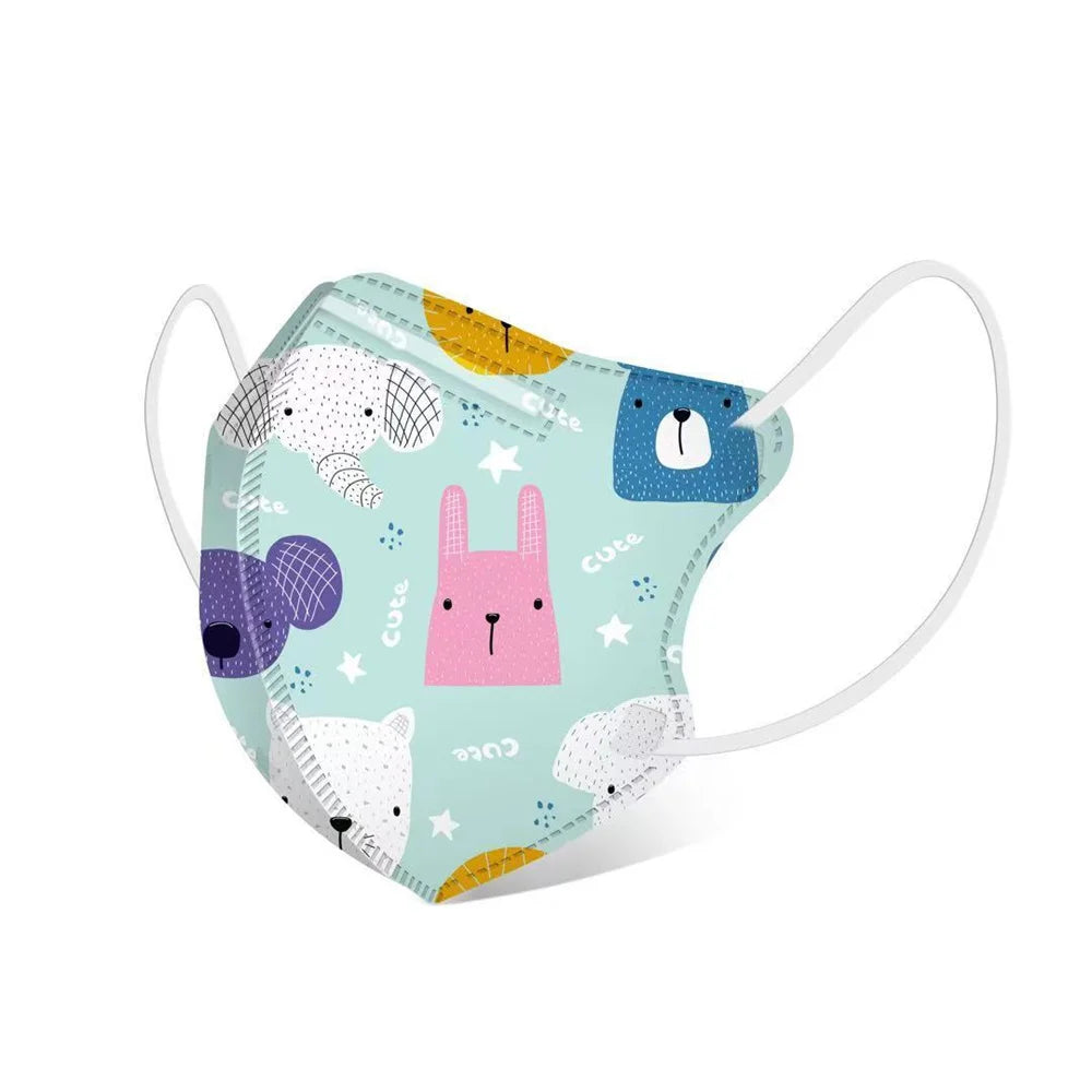 Masque en coton à motif animal pour enfant lot de 10 - filtre à 4 couches