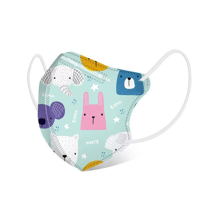 Masque en coton à motif animal pour enfant lot de 10 - filtre à 4 couches