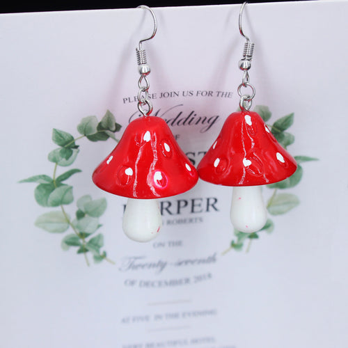 Boucle d’oreilles pendante en forme de champignon
