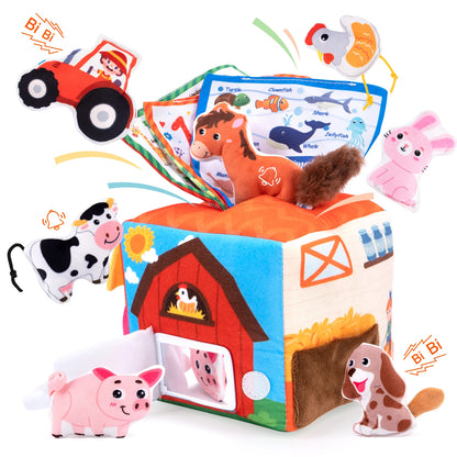 Jeu éveil sensoriel Montessori boîte à mouchoirs ferme pour bébés