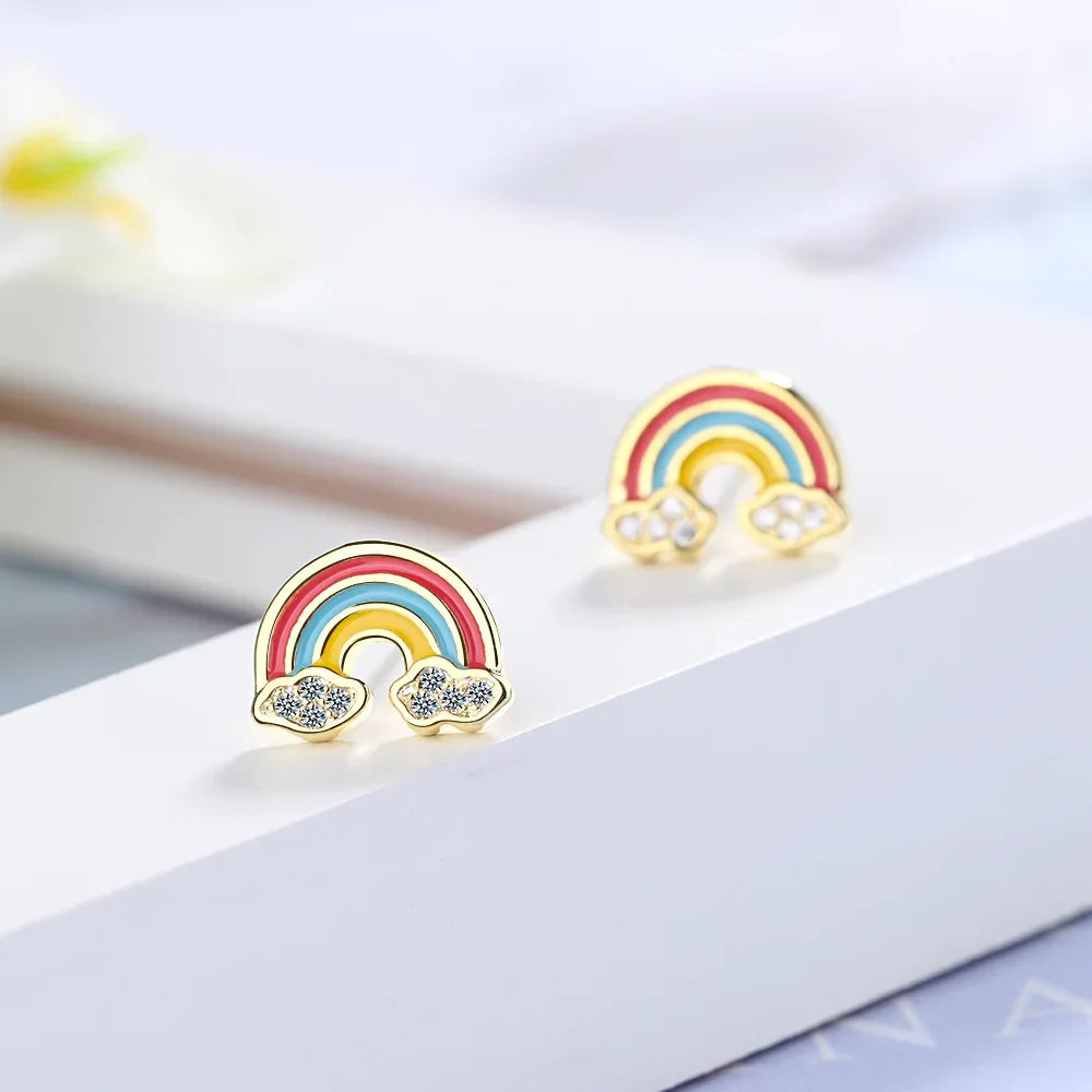 Boucles d’oreilles arc en ciel pour petite fille