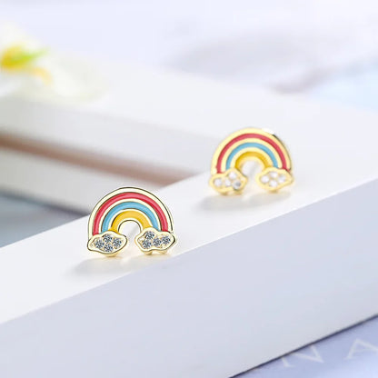 Boucles d’oreilles arc en ciel pour petite fille