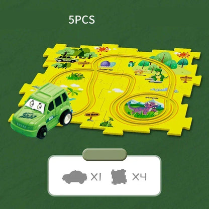 Tapis de jeu en puzzle avec circuit de course à thème pour enfant