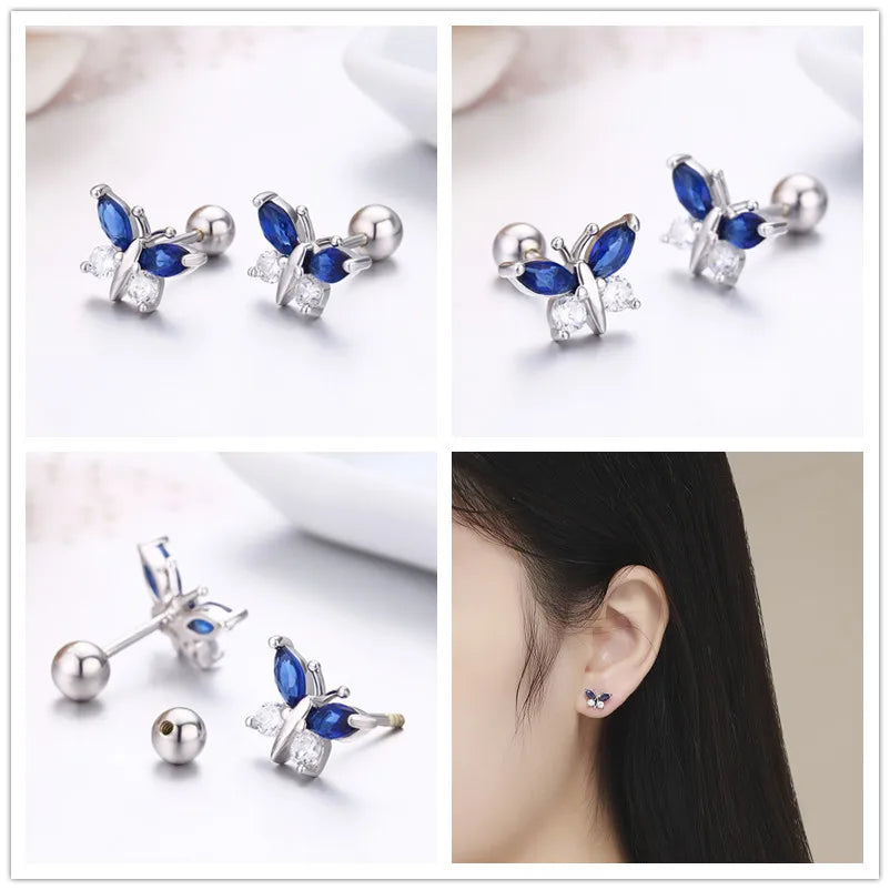 Boucles d’oreilles papillon en argent sterling 925