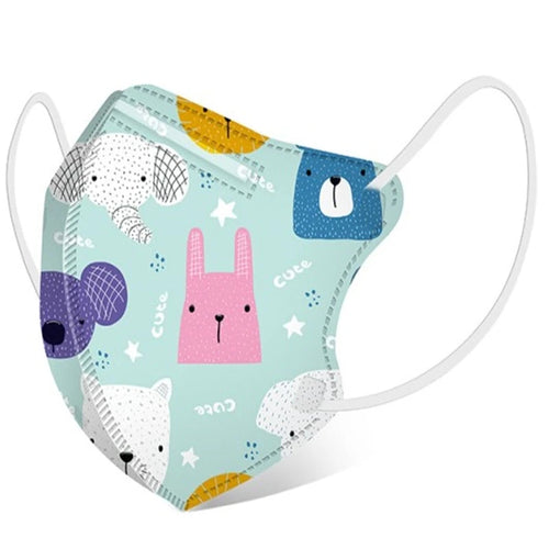 Masque en coton à motif animal pour enfant lot de 10 - filtre à 4 couches
