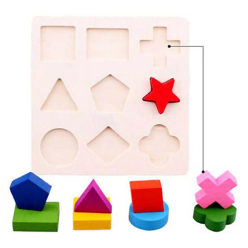 Puzzle en bois en forme géométrique