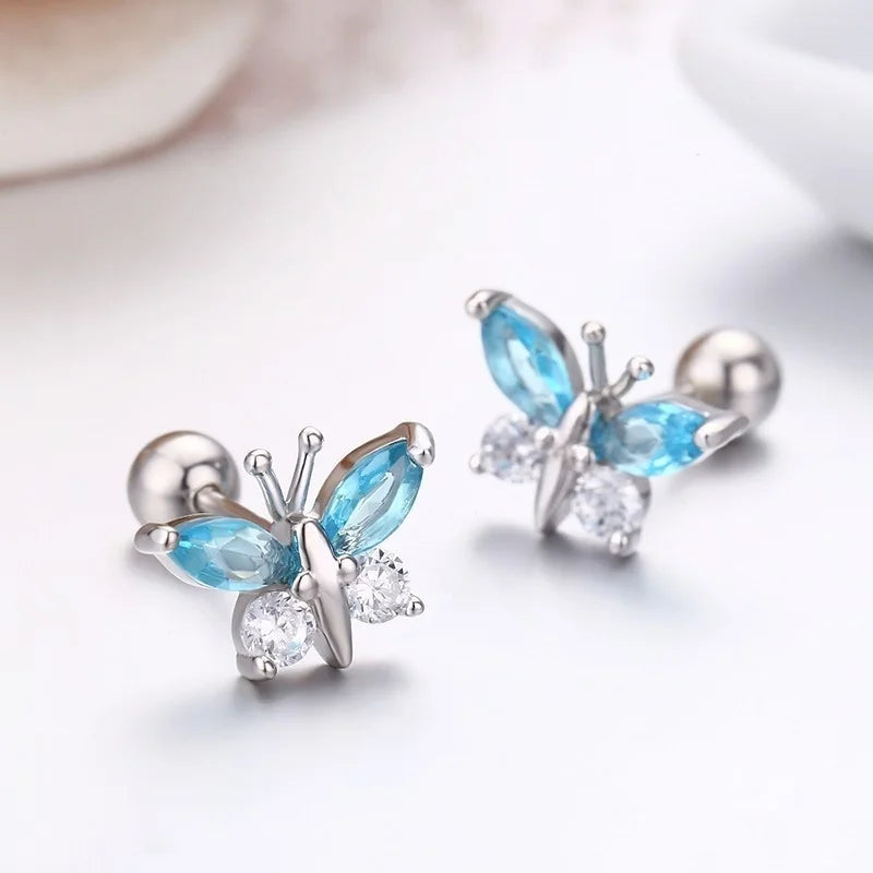 Boucles d’oreilles papillon en argent sterling 925