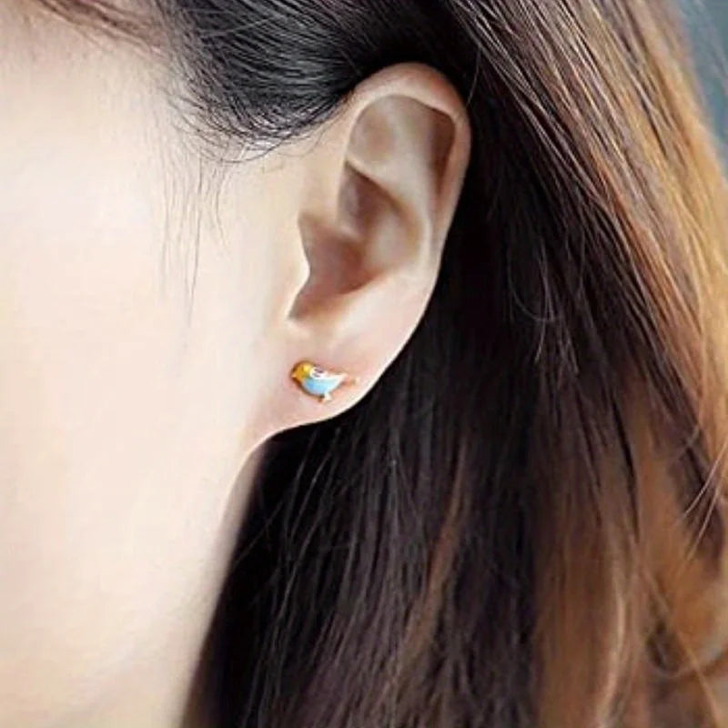 Boucles d’oreilles petit oiseau bleu pour fillette