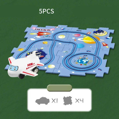 Tapis de jeu en puzzle avec circuit de course à thème pour enfant