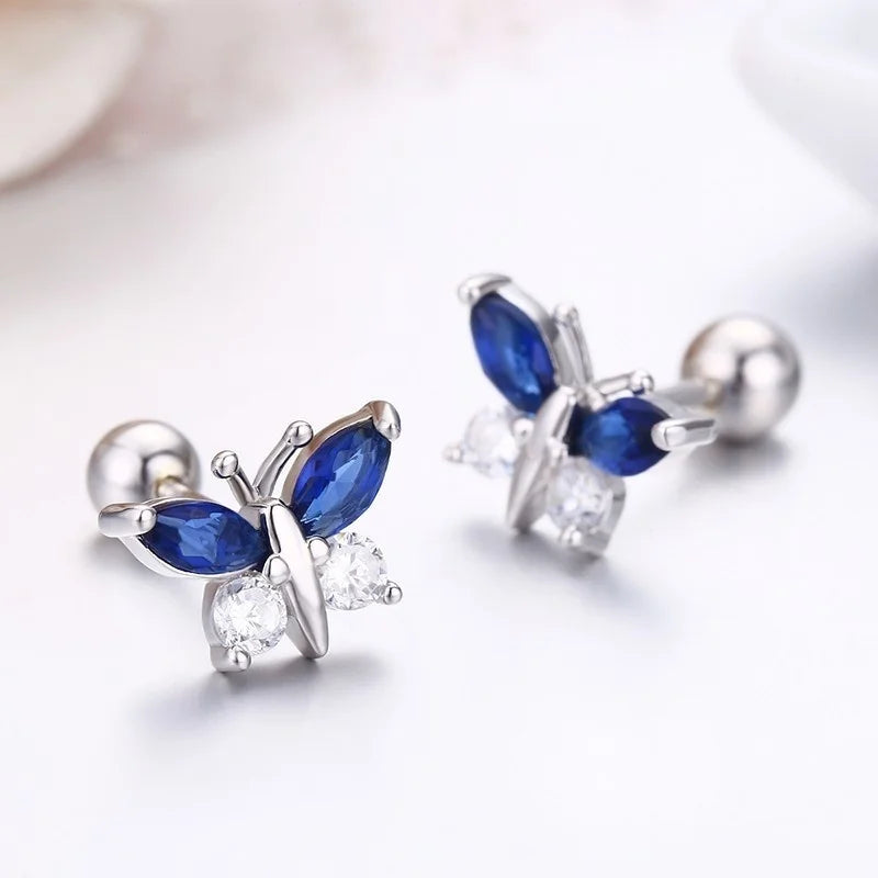 Boucles d’oreilles papillon en argent sterling 925
