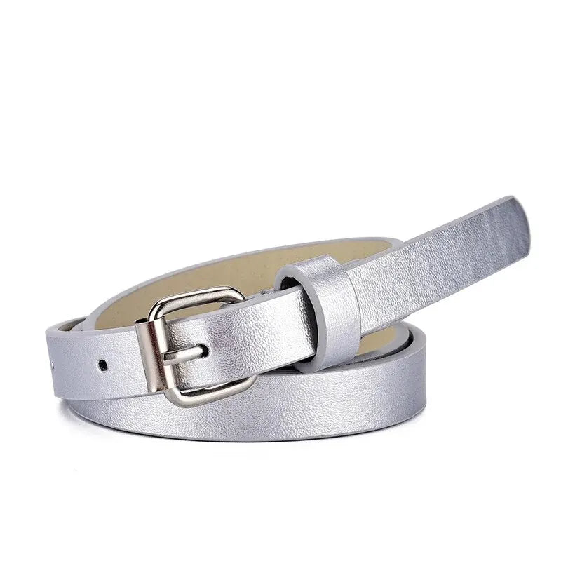 Ceinture en cuir à boucle carrée colorée