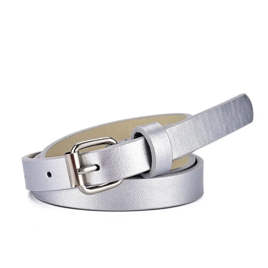 Ceinture en cuir à boucle carrée colorée
